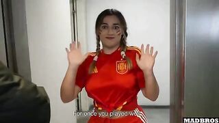 Hot Spanish supporter gets fucked in anal and DP in the parking lot