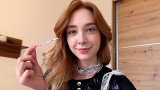 What do you do if the maid is pregnant after a creampie? Fucking her again!