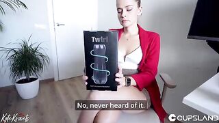 The office worker tested the new stroker on her colleague