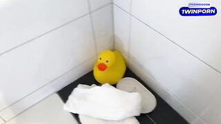 My stepmom caught me jerking off in the bathtub and she gave me a footjob