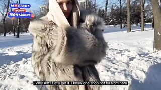 A hot California girl has sex with a stranger in fur coat