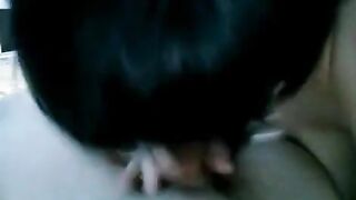 Drunk brunette makes her husband a stunning blowjob