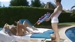 Skinny lesbian caresses the body of her lover