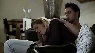A depraved woman makes blowjob in the evening, embodying wild passion
