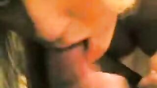 Blonde girl makes a blowjob at home for her boyfriend