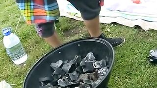 A group sex of young Russian students in nature