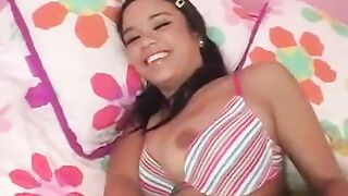 Brunette girl takes a big dick with pleasure, showing her ass