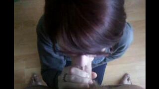 She sank to the ground and began to work her mouth on him