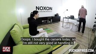 Casting agent fucked a cute brunette on the table with intensity