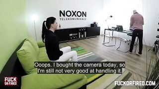 Casting agent fucked a cute brunette on the table with intensity