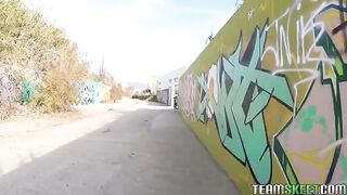 A guy picked up a girl and fucked her on the street in public