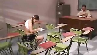 The teacher pushed the cancer into a dirty bitch and finished in her mouth