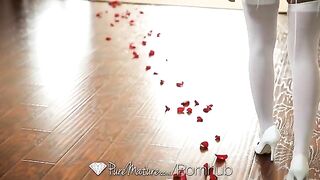A young brunette girl got fucked on the bed with passion