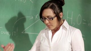 The girl is having problems with mathematics and the teacher called her to the table