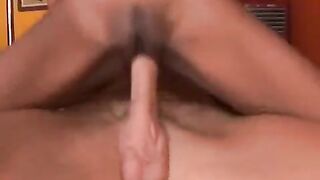 A young skinny black girl is having fun with a white guy’s cock