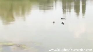 A young amateur girl gets fucked on the pier and receives a cumshot