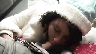 Two drunken guys in Santa suits fucked the Snow Maiden in a wild threesome