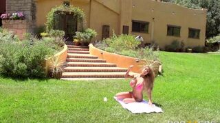 Blonde beauty fucked on the grass in a steamy scene