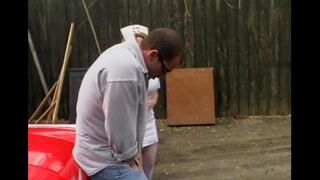 The nurse is getting a great cock sucking while working in the car
