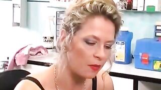 A girl with a nice pussy plays with a sex toy and her piercing