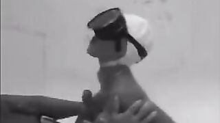 Diver made blowjob to the aqualangist in water