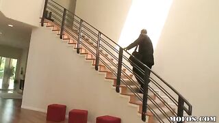 A black-skinned man fucked a woman in her husband's absence