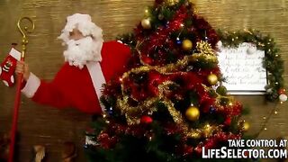 Five Santas fucked Russian slut in naughty style
