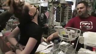 A rough sex in the shop, the girl was fucked hard