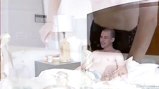 Amber Rain has a threesome sex with her husband and his friend