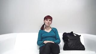 Red-haired 18-year-old agreed to fuck at casting for a nipple