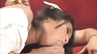 Asian nurse gets naughty with her uniform and gives a deepthroat blowjob