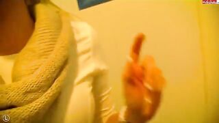 Girl came to toilet and started rubbing herself, then got fucked