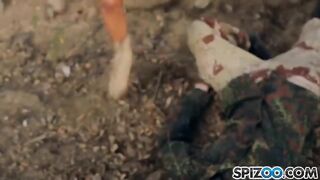 A man fucked in an abandoned warehouse two sexy blondies