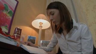 Russian girl Alena teaches English through her ass