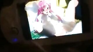 Hentai masturbated on the image of his favorite girl