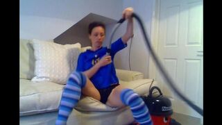 A cute girl has an orgasm using a vacuum cleaner as a unique tool