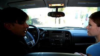 A girl made a blowjob for the guy, who was driving a car