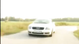 A girl with a shaved pussy was given on the bonnet, showcasing intense passion