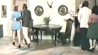 Cute brunette has a hot retro sex on the bed
