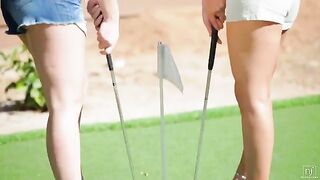 The beauty got lost in lesbian sex during a card game in golf