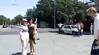 A model girl is fucking on the city streets
