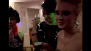 Sexual beauties fucked at the party by a crowd of hot guys