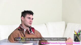 Casting on the couch for a blonde with a stunning look