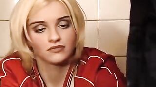 A hot chick washed her ass and got fucked in the toilet