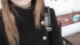 A naughty girl who loves to suck cock in public places
