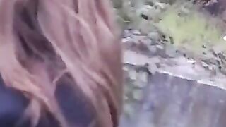 A naughty girl who loves to suck cock in public places