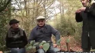 Father and son fucked her in the forest
