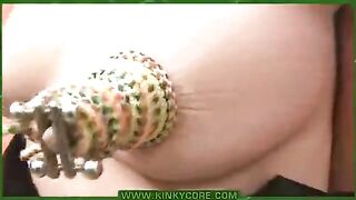 Labia piercing with needles - Needle Play - Hood Perineum action