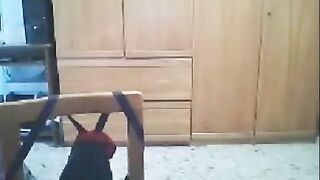 A girl has sex in front of her webcam and her husband