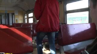 A pickup on the train turned into a wild group encounter for a young beauty